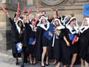 Edinburgh University graduates celebrate after a ceremony in the McEwan Hall. Pic Ian Rutherford