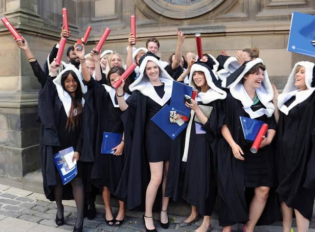 <p>Edinburgh University graduates celebrate after a ceremony in the McEwan Hall. Pic Ian Rutherford</p>
