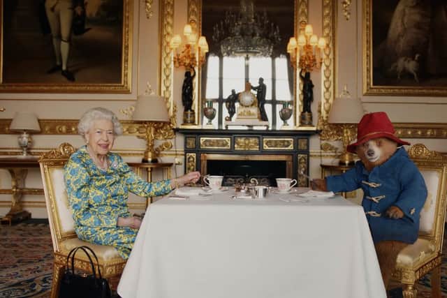 The Queen sat opposite Paddington Bear at Buckingham Palace