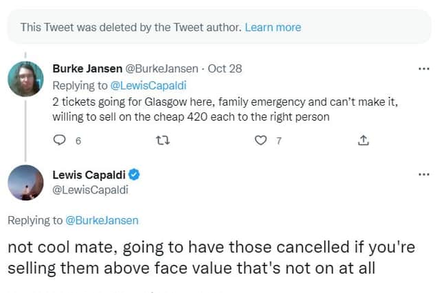 Lewis Capaldi blasts ticket reseller (Twitter/LewisCapaldi)