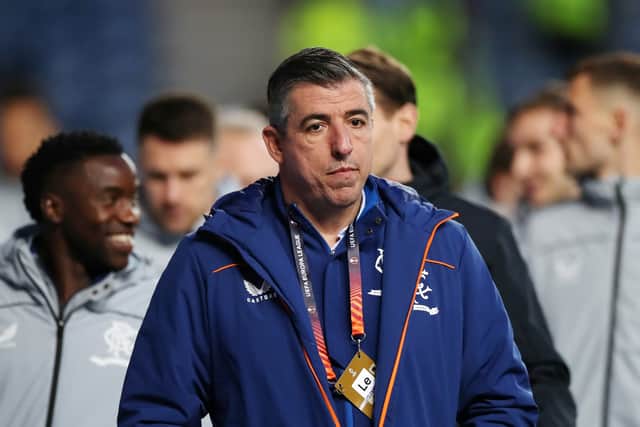 First-team coach of Rangers Roy Makaay looks on prior to the UEFA Europa League Round of 16 Leg One match between Rangers FC and Crvena Zvezda