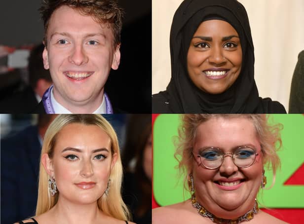 <p>Joe Lycett, Nadiya Hussain, Amelia Dilmoldenberg and Jayde Adams are among the favourites to host Bake Off 2023. Pics: Getty Images.</p>