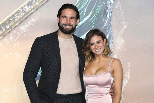 Jamie Jewitt and Camilla Thurlow attends the "Aquaman" world premiere at Cineworld Leicester Square on November 26, 2018 in London, England. (Photo by Tristan Fewings/Getty Images)