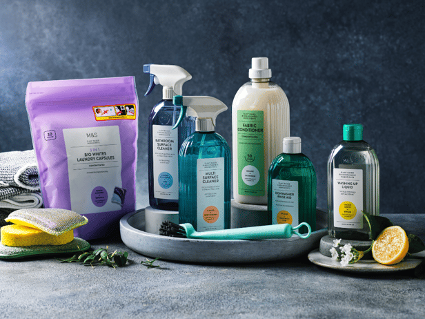 The new ‘No Marks, Just Sparks’ cleaning range is available to buy in M&S stores now.