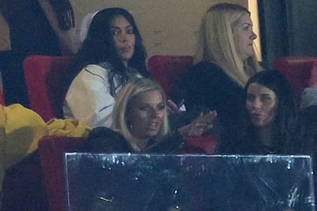 Kim Kardashian and Saint were spotted watching Arsenal’s UEFA Europa League game against Sporting Lisbon on Thursday evening in London (Credit: Sky Sports)