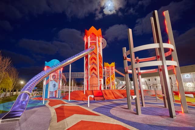 A brand new £2.5 million interactive children’s playground has opened in UK with 24-metre see-saw