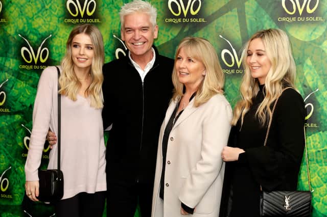Phillip Schofield with his ex-wife Stephanie Lowe, and their daughters Molly Lowe and Ruby Lowe. (Photo by John Phillips/Getty Images)