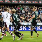 Hearts in action against Rosenborg in Norway last week