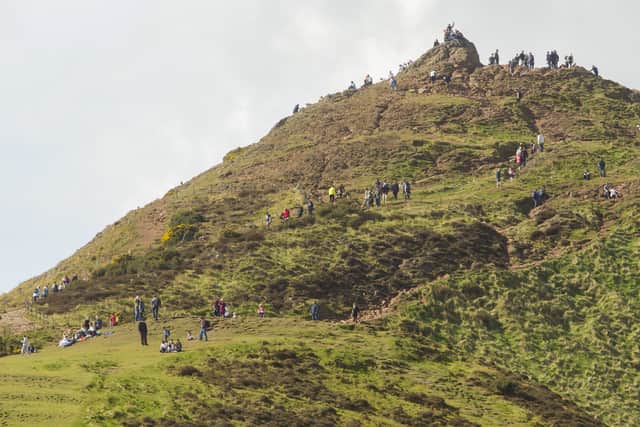 A crowded Arthur's Seat at Easter