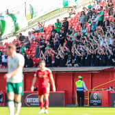 Hibs fans at Pittodrie.