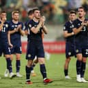 Andrew Robertson of Scotland applauds the fans after the UEFA EURO 2024 European qualifier match between Cyprus and Scotland.
