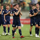 Andrew Robertson of Scotland applauds the fans after the UEFA EURO 2024 European qualifier match between Cyprus and Scotland.