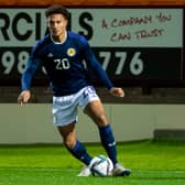 Ibane Bowat in action for Scotland’s U21 squad 