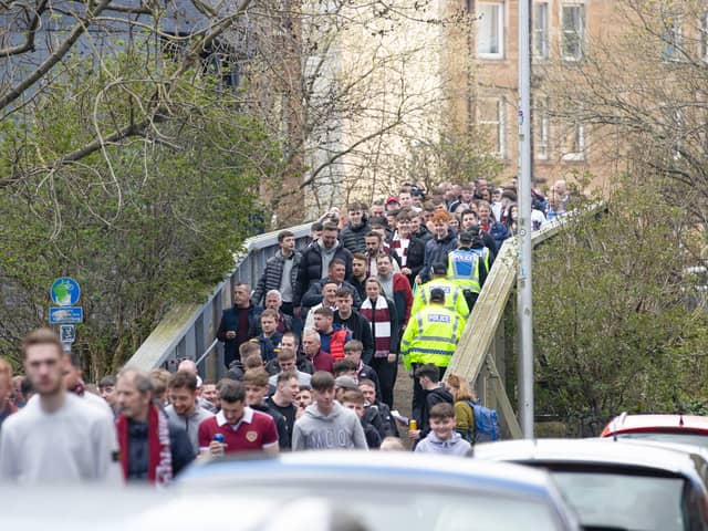 The walk to Easter Road on derby day includes the famously busy stroll over the so-called The Bridge of Doom.