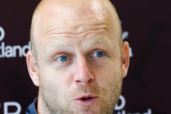 Hearts manager Steven Naismith speaking to the press ahead of the Aberdeen game.