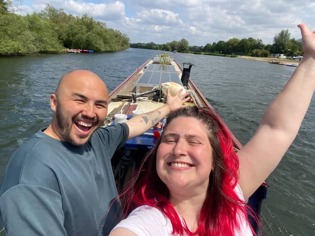 Amy and Wes on their boat.