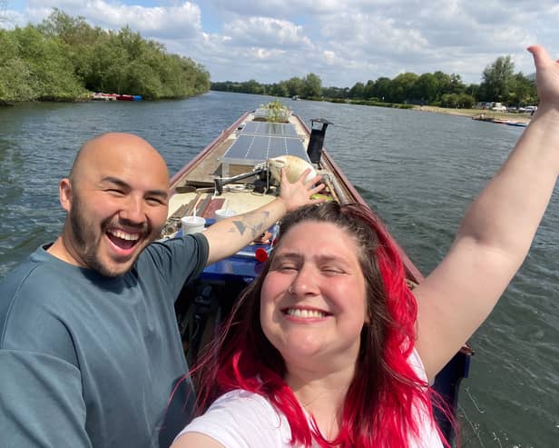 Amy and Wes on their boat.