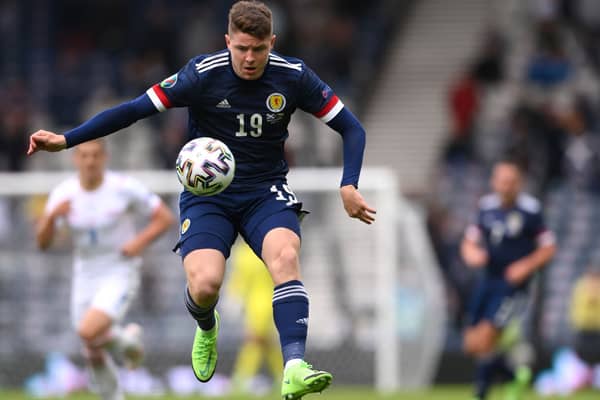 Kevin Nisbet plays for Scotland in UEFA Euros fixture