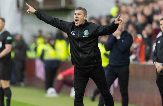 Derby day - Montgomery on the touchline at Tynecastle