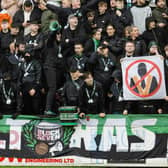 The Hibs Ultras getting into the spirit at Tynecastle.