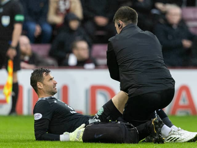 David Marshall receiving injury for cramp against Hearts