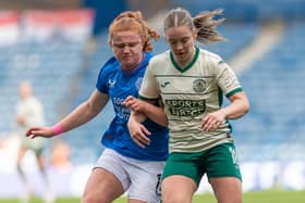 Rosie Livingstone and Libby Bance during the Rangers v Hibs game. Credit: Colin Poultney/SWPL