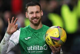 Martin Boyle celebrates his hat-trick against Rangers in a 3-1 Premier Sports Cup semi-final win at Hampden in November of 2021 - the last time the Hibees beat the Light Blues.