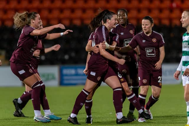 Carly Girasoli netted once again for Hearts against Motherwell. Credit: Colin Poultney/SWPL
