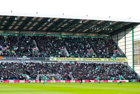 Celtic fans watch their side against Hibs at Easter Road