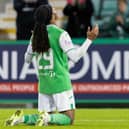 Back to life: Jair Tavares celebrates his first goal at Easter Road