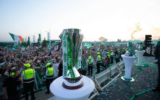 Celtic fans celebrate the Scottish Premiership title win in 2023