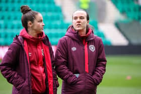 Emma Brownlie (left) with Ciara Grant (right) before the Edinburgh derby. Credit: David Mollison