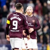 Liam Boyce's shot deflected off Lawrence Shankland for Hearts' winning goal on Saturday. Pic: SNS
