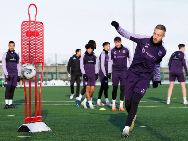 Jimmy Jeggo hard at work in training for Hibs.