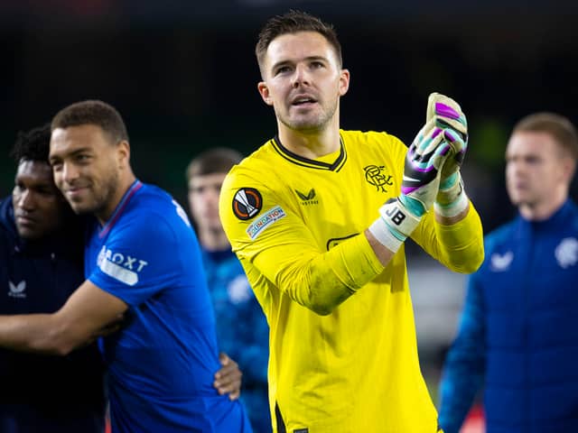 Jack Butland in action for Rangers against Real Betis