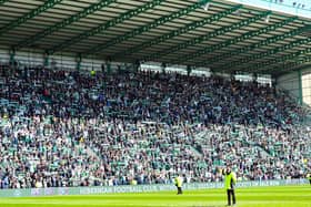 'While the chief ...' Hibs punters belt out their famous footballing anthem at Easter Road.
