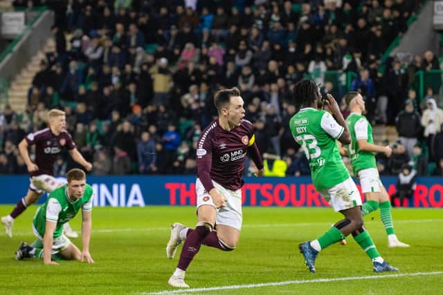 Lawrence Shankland scores to seal a late victory for Hearts