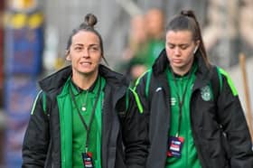 Joelle Murray (left) is hoping to guide Hibs to another cup final next weekend. Credit: Malcolm Mackenzie