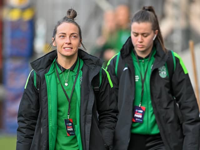 Joelle Murray (left) is hoping to guide Hibs to another cup final next weekend. Credit: Malcolm Mackenzie