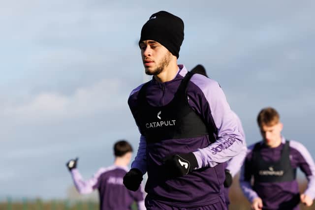 Trialist Luke Amos trained with Hibs today.