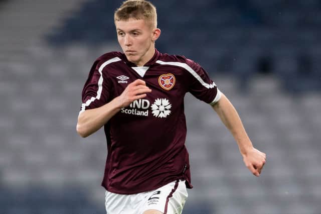 Rocco Friel in action for Hearts U21 in Youth Cup