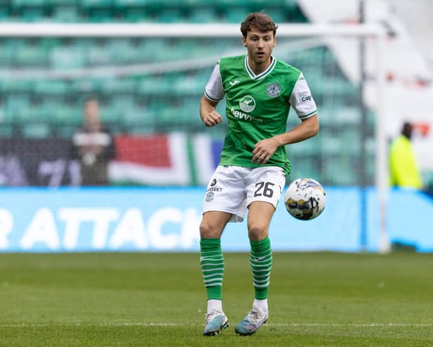 Riley Harbottle in action for Hibs during a pre-season game against FC Groningen