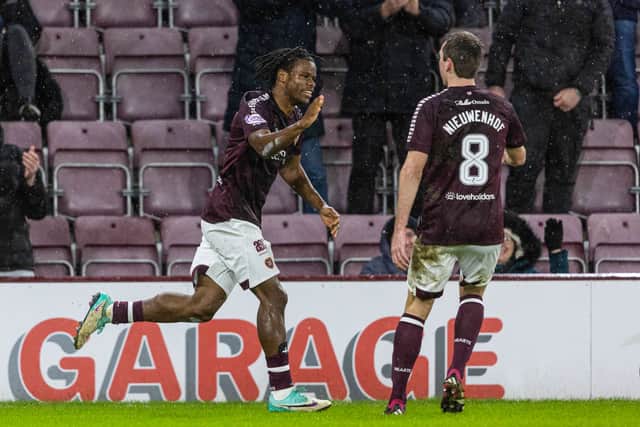 New star Dexter Lembikisa scores on Hearts debut