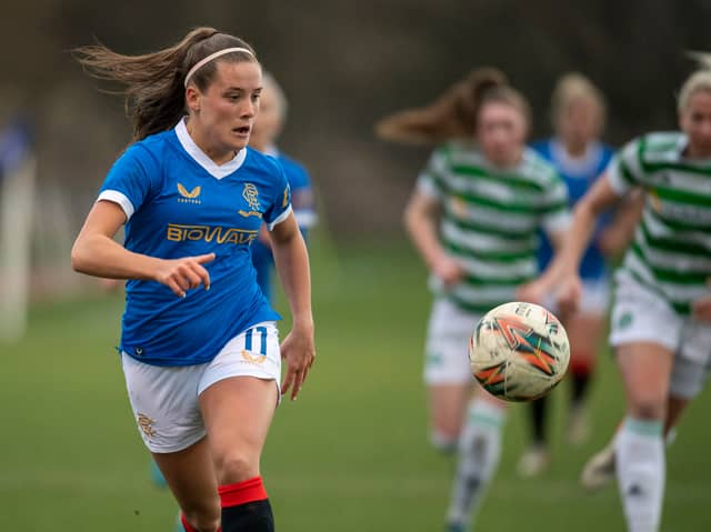 Megan Bell pursuing the ball for Rangers. Credit: SNS Group