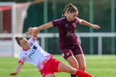 Lizzie Waldie hit the post early on for Hearts. Credit: Malcolm Mackenzie