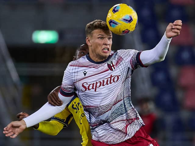 Sydney van Hooijank in action for Bologna in Serie A