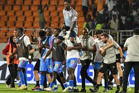 DR Congo celebrate their penalty shoot-out win over Egypt
