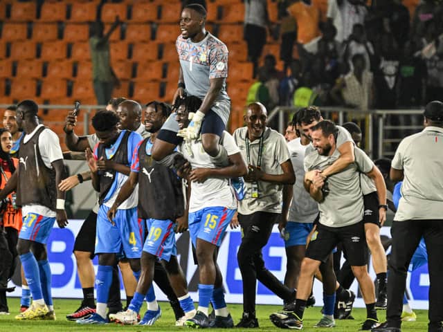 DR Congo celebrate their penalty shoot-out win over Egypt