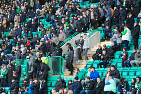 Exodus - Hibs fans head for the exit at half-time.