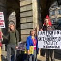 Safe Consumption Edinburgh campaigners staged a protest outside Edinburgh City Chambers in June 2023
